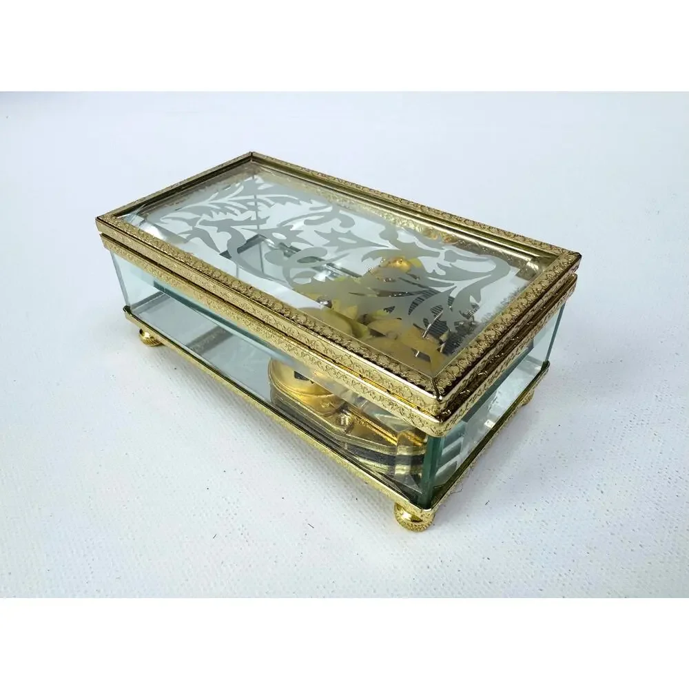Vintage Yunsheng Beveled Glass Jewelry Box Music Box